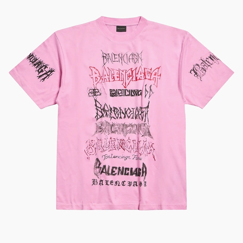 Balenciaga Pink DIY Graphic Metal Tee SS24 NWOT